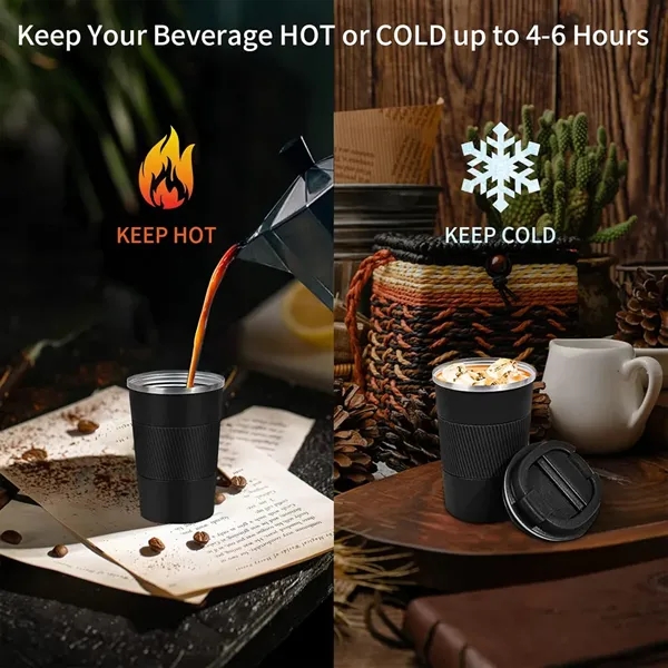 17 oz Stainless Steel Insulated Coffee Tumbler with Lids - 17 oz Stainless Steel Insulated Coffee Tumbler with Lids - Image 5 of 5