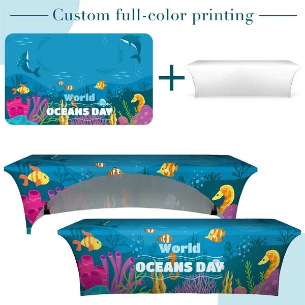 8' Open Back Stretch Table Cover (Full Color Dye Sublimation - 8' Open Back Stretch Table Cover (Full Color Dye Sublimation - Image 2 of 4