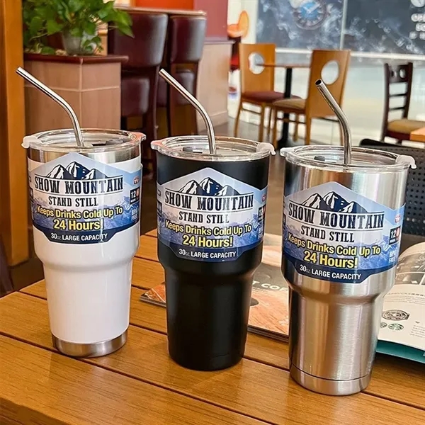 30oz Stainless Steel Tumbler with Lid Straw - 30oz Stainless Steel Tumbler with Lid Straw - Image 1 of 1