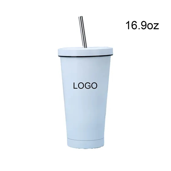 16.9oz Stainless Steel Tumbler with Straw - 16.9oz Stainless Steel Tumbler with Straw - Image 0 of 1