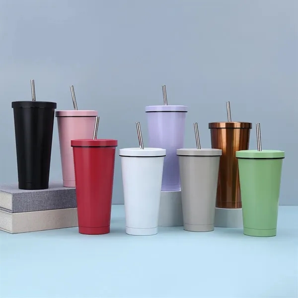 16.9oz Stainless Steel Tumbler with Straw - 16.9oz Stainless Steel Tumbler with Straw - Image 1 of 1