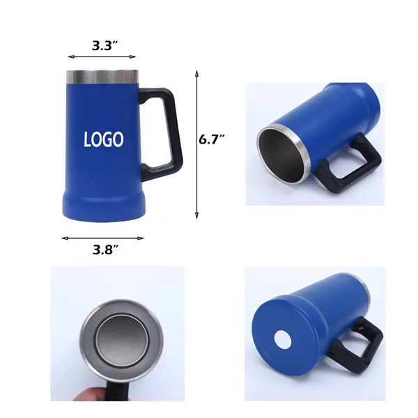 24oz Double-Walled Insulated Beer Mug With Handle - 24oz Double-Walled Insulated Beer Mug With Handle - Image 1 of 2