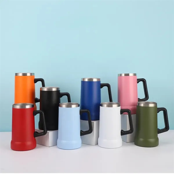 24oz Double-Walled Insulated Beer Mug With Handle - 24oz Double-Walled Insulated Beer Mug With Handle - Image 2 of 2