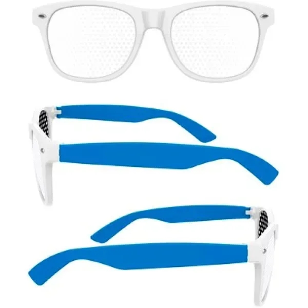2-Tone Retro Pinhole Sunglasses W/ 1-Color Temple Imprint - 2-Tone Retro Pinhole Sunglasses W/ 1-Color Temple Imprint - Image 1 of 6