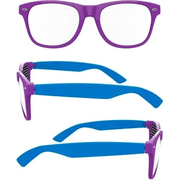 2-Tone Retro Pinhole Sunglasses W/ 1-Color Temple Imprint - 2-Tone Retro Pinhole Sunglasses W/ 1-Color Temple Imprint - Image 2 of 6