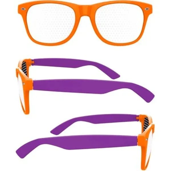 2-Tone Retro Pinhole Sunglasses W/ 1-Color Temple Imprint - 2-Tone Retro Pinhole Sunglasses W/ 1-Color Temple Imprint - Image 3 of 6