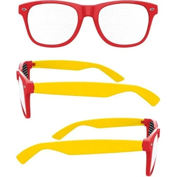 2-Tone Retro Pinhole Sunglasses W/ 1-Color Temple Imprint - 2-Tone Retro Pinhole Sunglasses W/ 1-Color Temple Imprint - Image 4 of 6