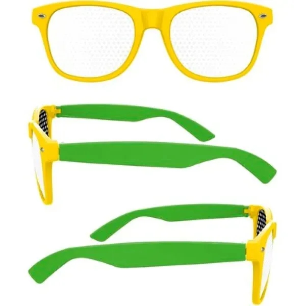 2-Tone Retro Pinhole Sunglasses W/ 1-Color Temple Imprint - 2-Tone Retro Pinhole Sunglasses W/ 1-Color Temple Imprint - Image 5 of 6