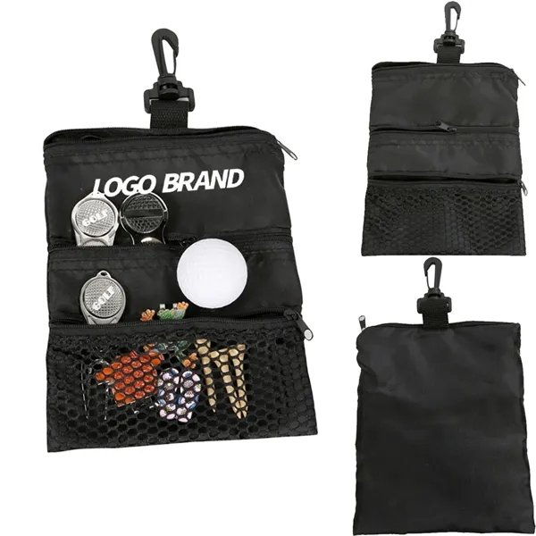 Small Golf Tee Ball Holder Pouch Bag With Clip - Small Golf Tee Ball Holder Pouch Bag With Clip - Image 1 of 2