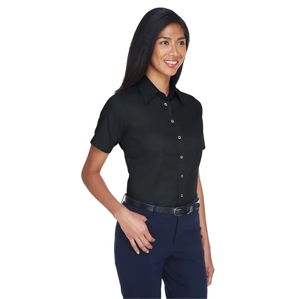 Harriton Women's Easy Blend™ Short Sleeve Twill Dress Shi... - Harriton Women's Easy Blend™ Short Sleeve Twill Dress Shi... - Image 5 of 29
