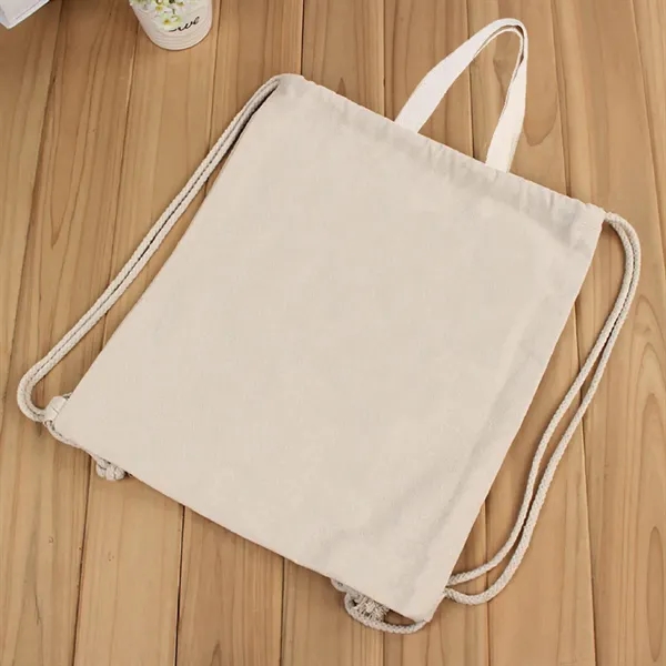 Canvas Drawstring Backpack With Handles - Canvas Drawstring Backpack With Handles - Image 2 of 2