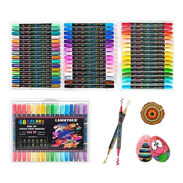 48-Color Dual-Tip Acrylic Marker Set - 48-Color Dual-Tip Acrylic Marker Set - Image 0 of 2