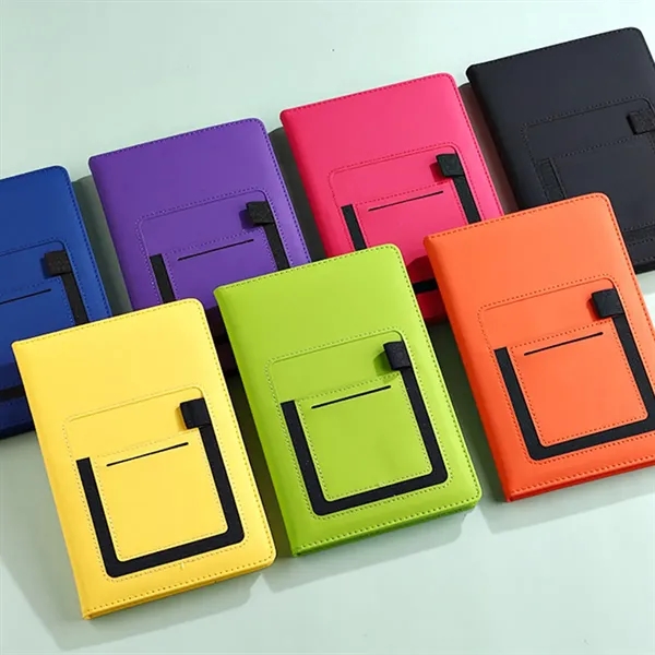 A5 Lined Journal Notebook with Pen Holder Cell Phone Pocket - A5 Lined Journal Notebook with Pen Holder Cell Phone Pocket - Image 1 of 2