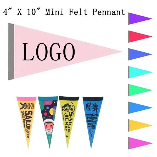 4" x 10" Custom Printed Felt Pennant w/ Sewn Strip - 4" x 10" Custom Printed Felt Pennant w/ Sewn Strip - Image 0 of 3