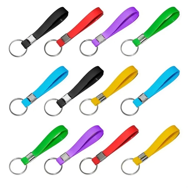 Debossed w/ Color Filled Silicone Wristband Keyring - Debossed w/ Color Filled Silicone Wristband Keyring - Image 1 of 6