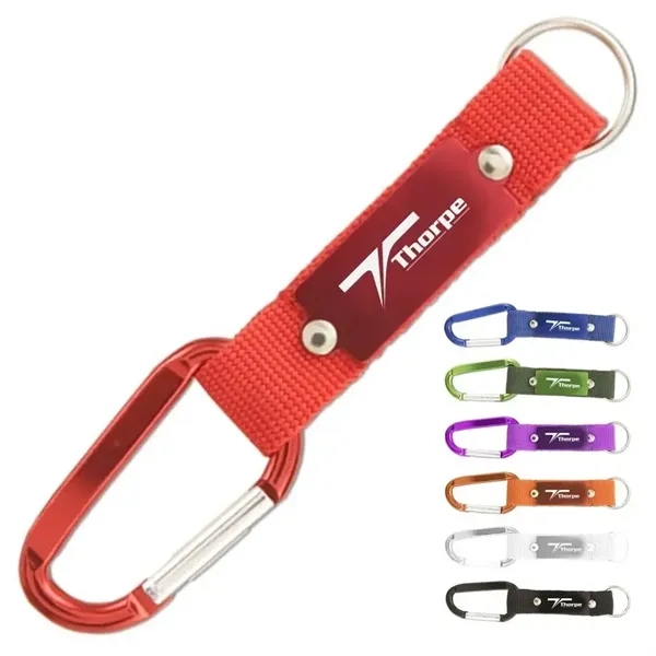 Carabiner with Strap and Metal Plate - Carabiner with Strap and Metal Plate - Image 1 of 7
