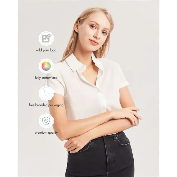 Women's All-Over Print Short Sleeve Button Up - Women's All-Over Print Short Sleeve Button Up - Image 0 of 7