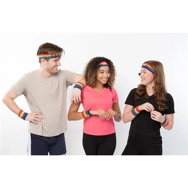 Heavyweight Rainbow Pride Wristband w/ Transfer or Applique - Heavyweight Rainbow Pride Wristband w/ Transfer or Applique - Image 1 of 1