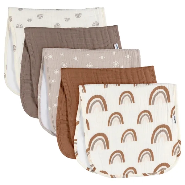 5-Pack Baby Girls Multi Rainbow Muslin Burpcloth - 5-Pack Baby Girls Multi Rainbow Muslin Burpcloth - Image 0 of 2