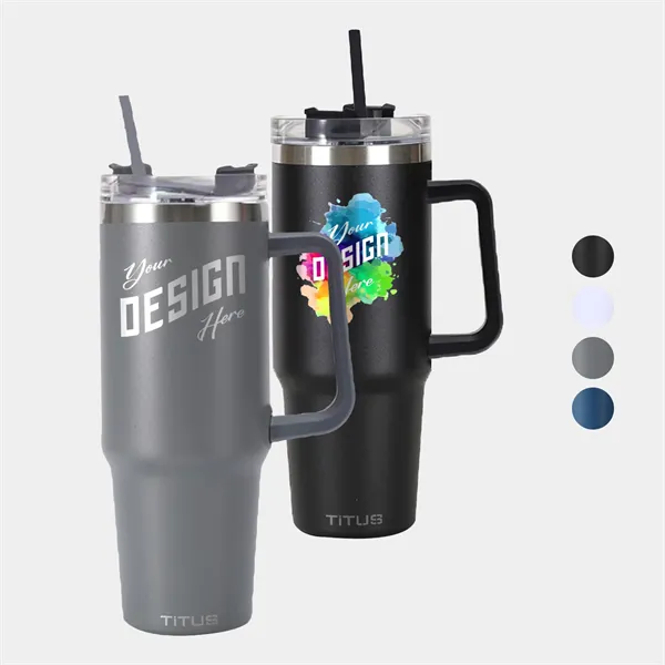Premium 30 oz TiTUS® Stainless Steel Straw Travel Mug - Premium 30 oz TiTUS® Stainless Steel Straw Travel Mug - Image 5 of 5