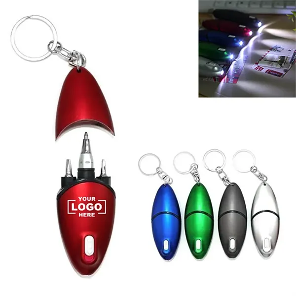 Multi Tool Keychain With Ballpoint Pen Led Screwdriver - Multi Tool Keychain With Ballpoint Pen Led Screwdriver - Image 0 of 3