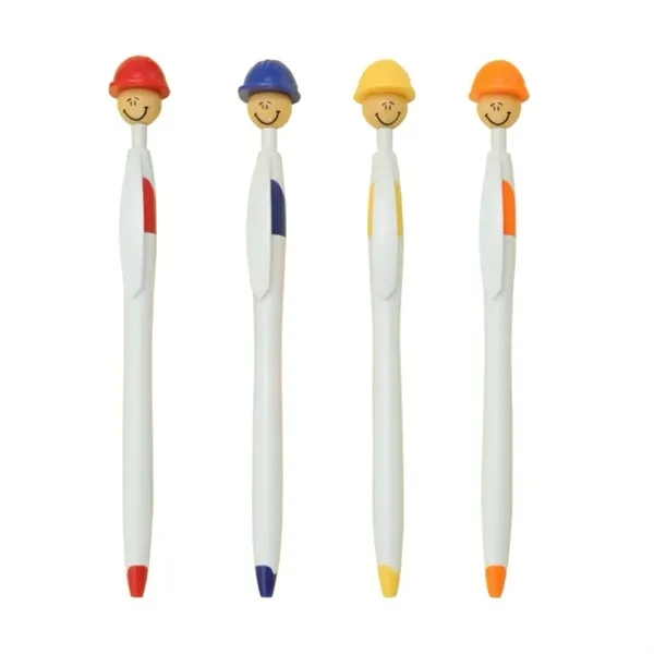 Safety Helmet Smile Face Plastic Ballpoint Pen - Safety Helmet Smile Face Plastic Ballpoint Pen - Image 1 of 5