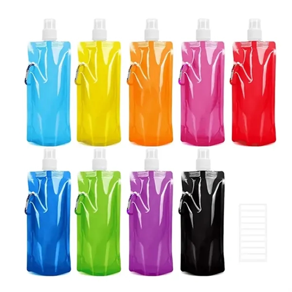16 oz Foldable Water Bottle With Carabiner - 16 oz Foldable Water Bottle With Carabiner - Image 1 of 3