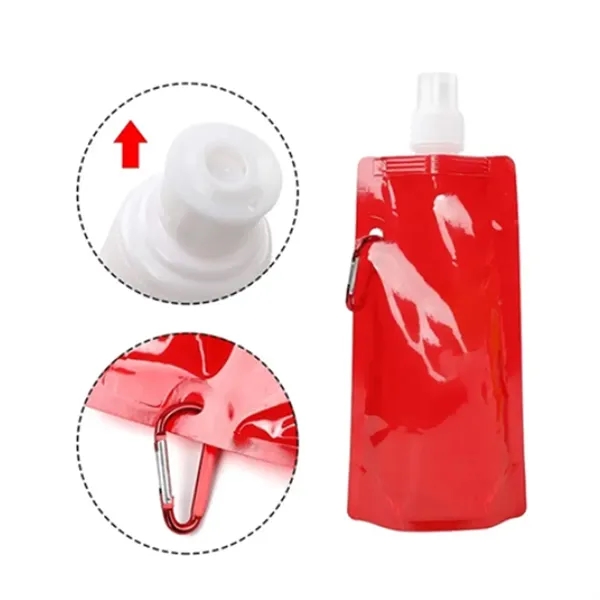 16 oz Foldable Water Bottle With Carabiner - 16 oz Foldable Water Bottle With Carabiner - Image 2 of 3