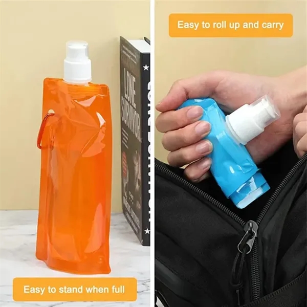 16 oz Foldable Water Bottle With Carabiner - 16 oz Foldable Water Bottle With Carabiner - Image 3 of 3