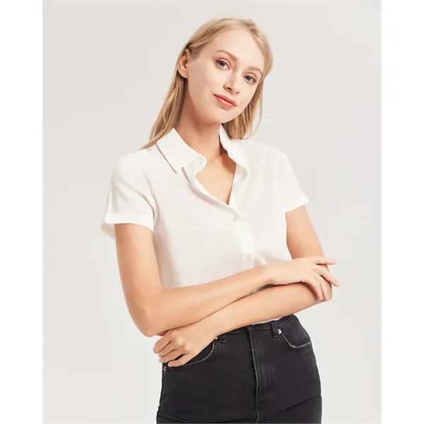 Women's All-Over Print Short Sleeve Button Up - Women's All-Over Print Short Sleeve Button Up - Image 2 of 7