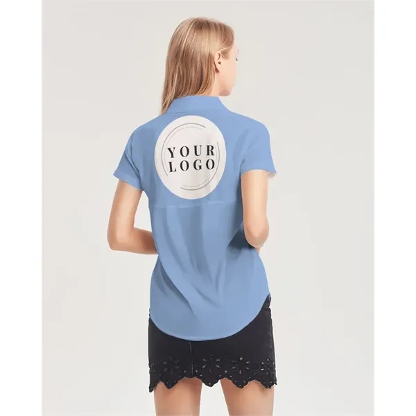 Women's All-Over Print Short Sleeve Button Up - Women's All-Over Print Short Sleeve Button Up - Image 7 of 7
