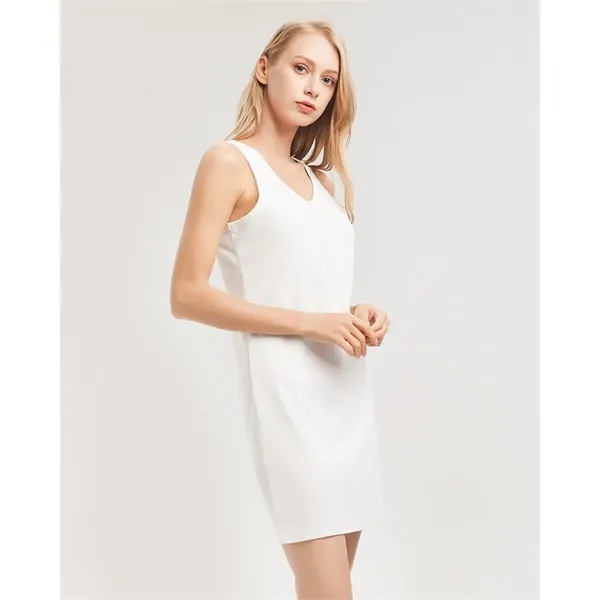 Women's All-Over Print Rib Knit V Neck Mini Dress - Women's All-Over Print Rib Knit V Neck Mini Dress - Image 2 of 6
