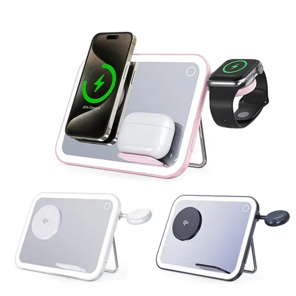 4-in-1 Wireless Charging LED Mirror - 4-in-1 Wireless Charging LED Mirror - Image 0 of 4