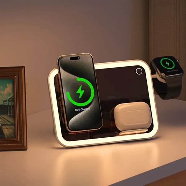 4-in-1 Wireless Charging LED Mirror - 4-in-1 Wireless Charging LED Mirror - Image 3 of 4