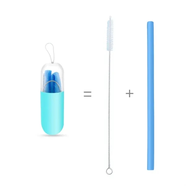 Foldable Reusable Silicone Drinking Straws with Travel Case - Foldable Reusable Silicone Drinking Straws with Travel Case - Image 1 of 4