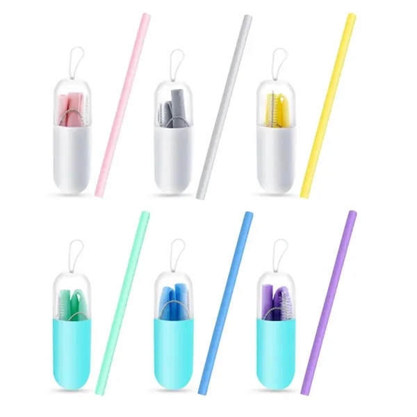 Foldable Reusable Silicone Drinking Straws with Travel Case - Foldable Reusable Silicone Drinking Straws with Travel Case - Image 3 of 4