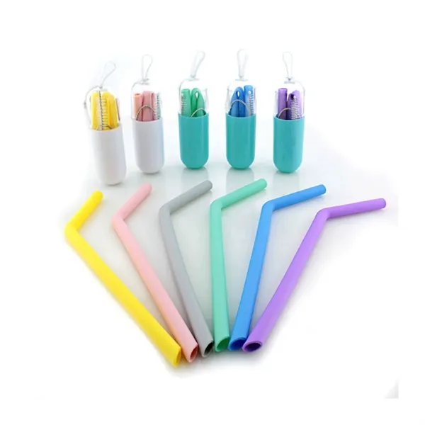 Foldable Reusable Silicone Drinking Straws with Travel Case - Foldable Reusable Silicone Drinking Straws with Travel Case - Image 4 of 4