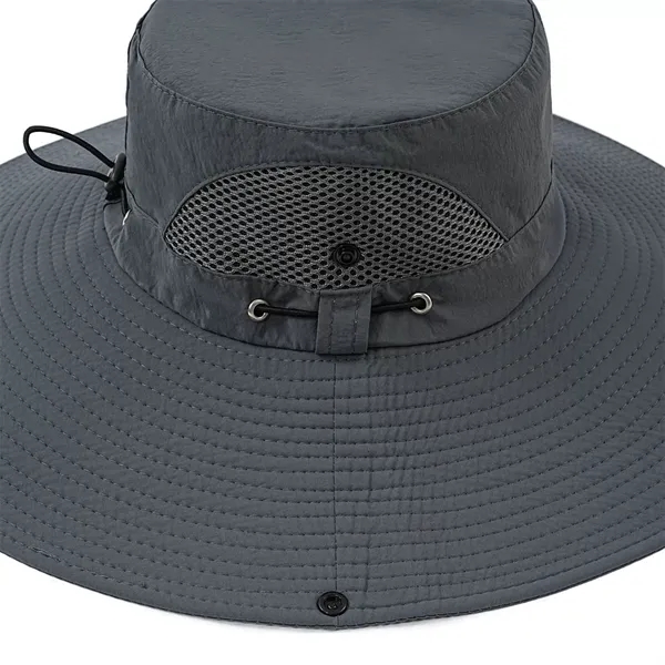 Quick Dry Wide Brim Mesh Sun Hat Outdoor Fishing Hiking Cap - Quick Dry Wide Brim Mesh Sun Hat Outdoor Fishing Hiking Cap - Image 3 of 4