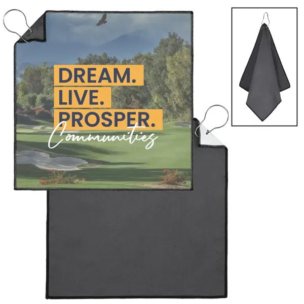 Two-Sided Microfiber Golf Towel w/ Full Color Sublimation - Two-Sided Microfiber Golf Towel w/ Full Color Sublimation - Image 0 of 3