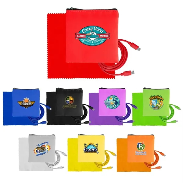 Colorful RPET C to C Cable & Cloth Set - Colorful RPET C to C Cable & Cloth Set - Image 0 of 18