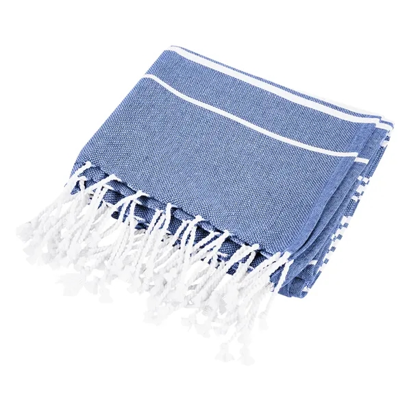 100% Recycled Cotton Beach Blanket With Tassel Fringe - 100% Recycled Cotton Beach Blanket With Tassel Fringe - Image 1 of 5