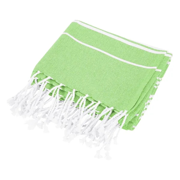 100% Recycled Cotton Beach Blanket With Tassel Fringe - 100% Recycled Cotton Beach Blanket With Tassel Fringe - Image 3 of 5
