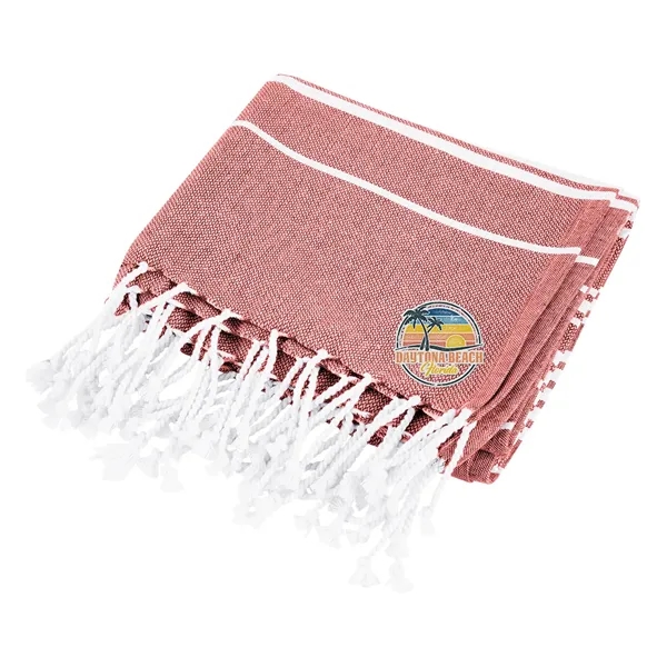 100% Recycled Cotton Beach Blanket With Tassel Fringe - 100% Recycled Cotton Beach Blanket With Tassel Fringe - Image 4 of 5