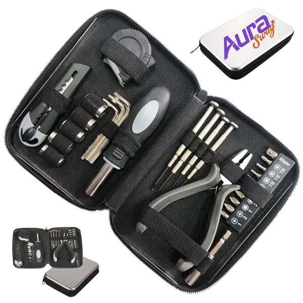 Portable Household Tool Kit with Zipper Metal Case - Portable Household Tool Kit with Zipper Metal Case - Image 0 of 3