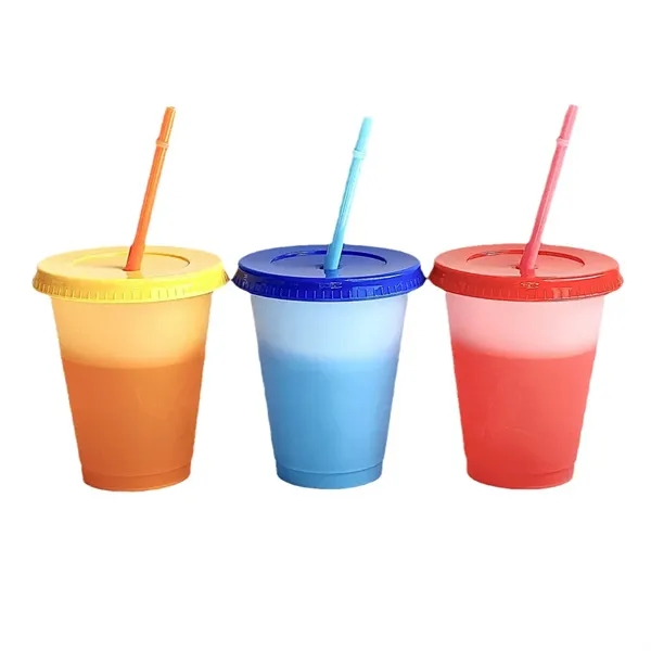 16oz Temperature Sensitive Color Changing Plastic Straw Cup - 16oz Temperature Sensitive Color Changing Plastic Straw Cup - Image 3 of 3
