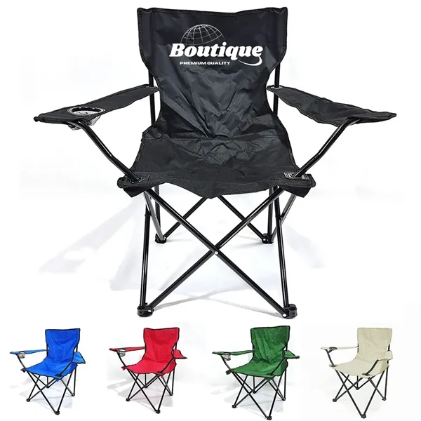 Folding Camping Chair W/ Cup Holder and Armrests - Folding Camping Chair W/ Cup Holder and Armrests - Image 0 of 4