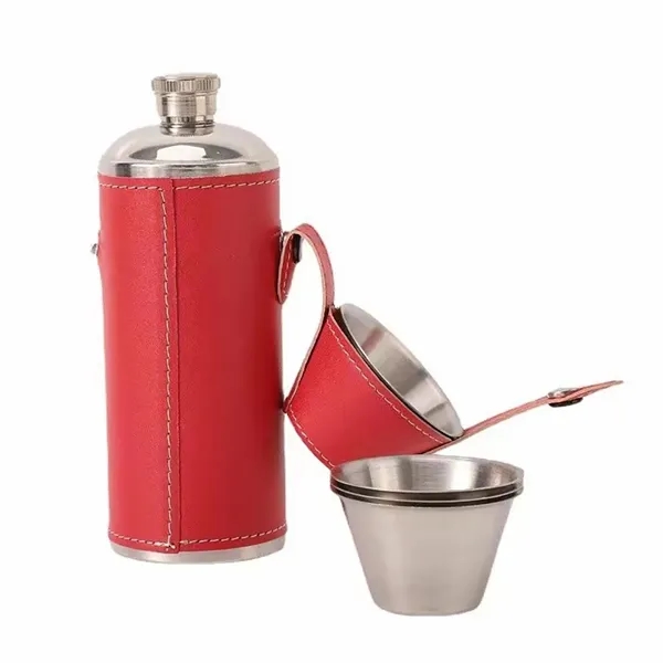 8Oz Leather Wrapped Stainless Steel Vacuum Flask - 8Oz Leather Wrapped Stainless Steel Vacuum Flask - Image 2 of 6