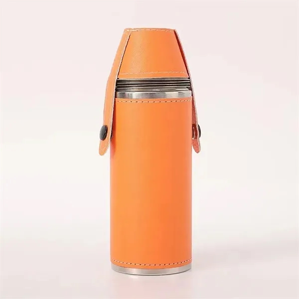 8Oz Leather Wrapped Stainless Steel Vacuum Flask - 8Oz Leather Wrapped Stainless Steel Vacuum Flask - Image 4 of 6