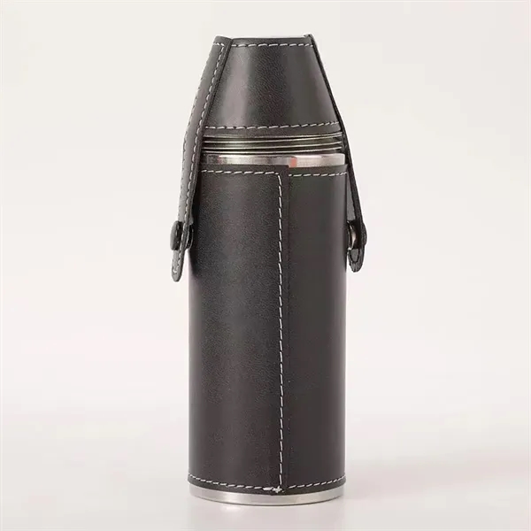 8Oz Leather Wrapped Stainless Steel Vacuum Flask - 8Oz Leather Wrapped Stainless Steel Vacuum Flask - Image 6 of 6