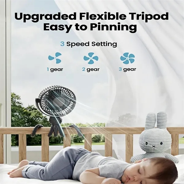 Baby-Safe Quiet 3-Speed Clip-On Fan With Power Bank - Baby-Safe Quiet 3-Speed Clip-On Fan With Power Bank - Image 3 of 5